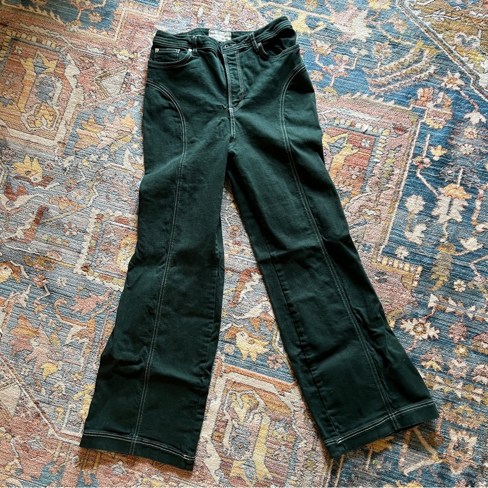 Free People Green Denim Flare